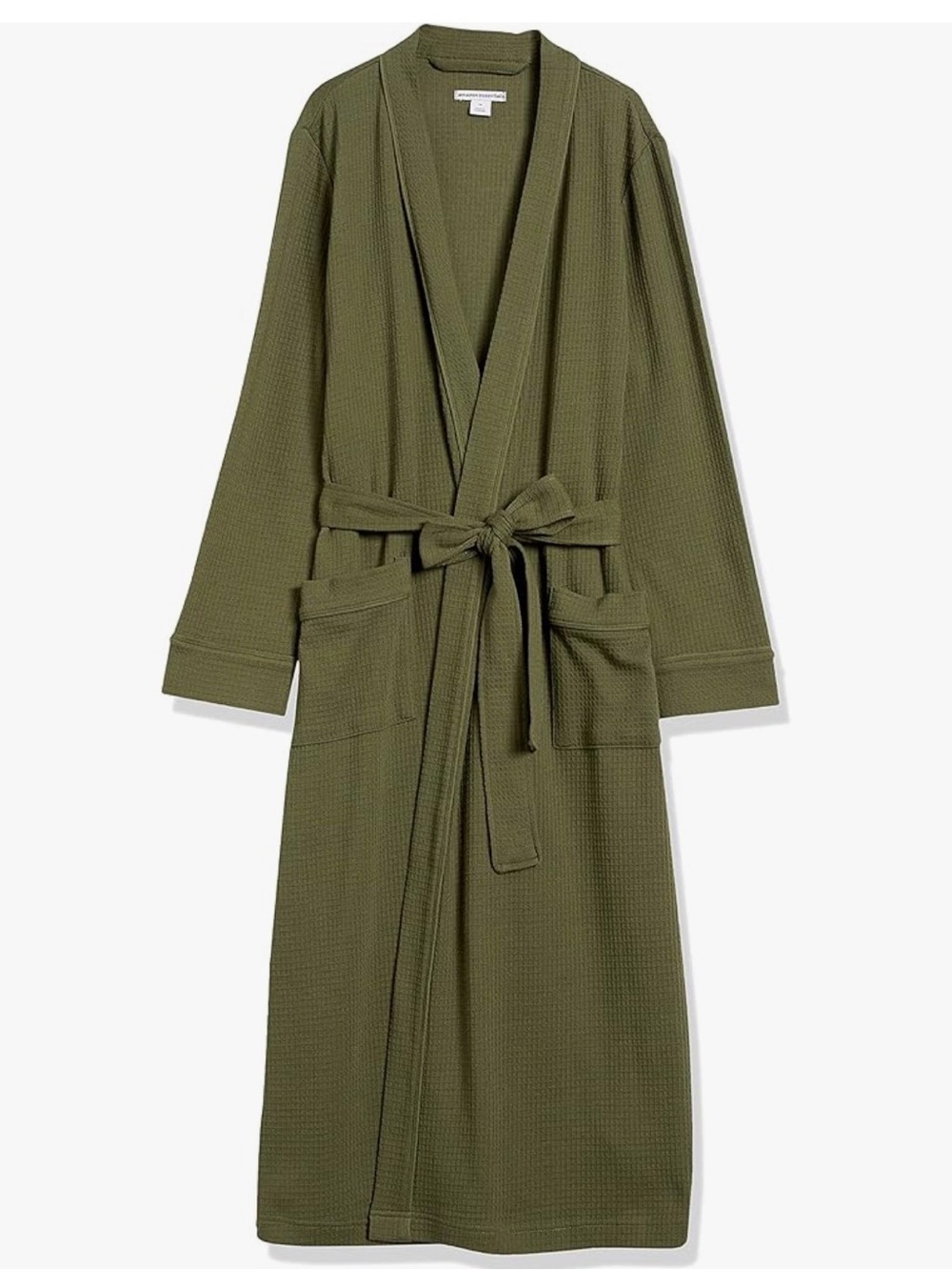 Dark Olive Waffle-Knit Bath Robe